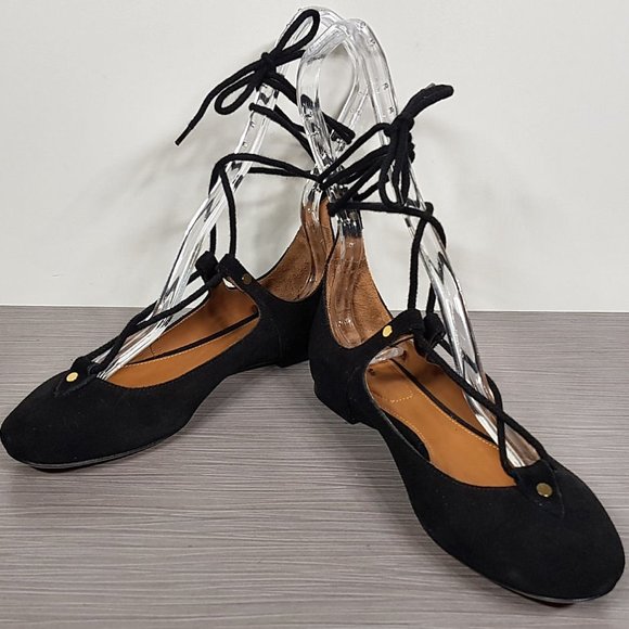 Choe 'Foster' Black Suede Lace-Up Ballet Flat Womens Size 4 / 34 - Picture 5 of 14